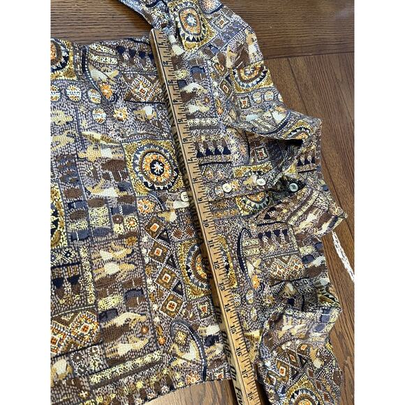 Vintage 1970s Women’s Egyptian Hieroglyph Retro Blouse & Skirt Set Sz 14 S/M - Picture 5 of 13